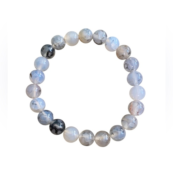 Dragon Vein Agate All Natural Crystal Stone Bracelet With Healing Properties - Picture 2 of 11